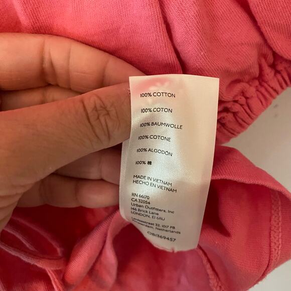 Free People Women's size XS Hot Pink Kitty Tee Puff Sleeve Cropped Tie Blouse - Picture 10 of 10